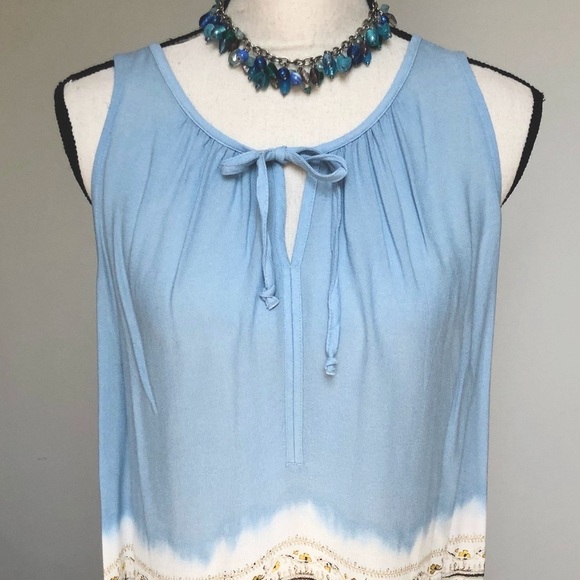 ☁️💙NEW Sonoma Sky Blue Boho Sleeveless Top Large - Picture 3 of 7